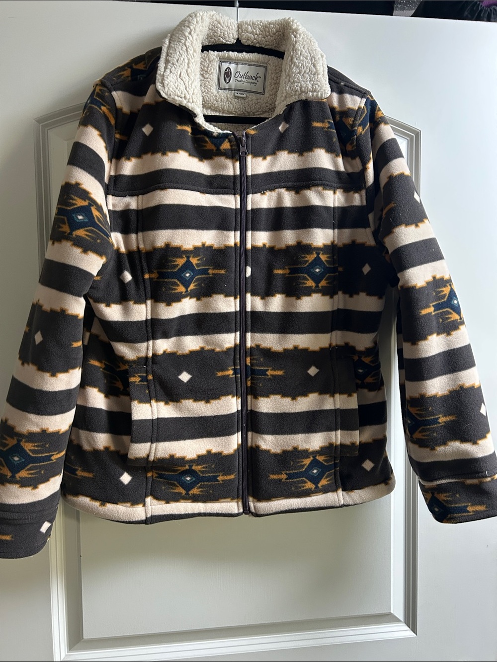 Outback Trading Co Womens Medium Jacket Zip Aztec Southwestern Cowgirl Rodeo